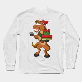 Horse with Scarf Santa hat & Gifts Long Sleeve T-Shirt